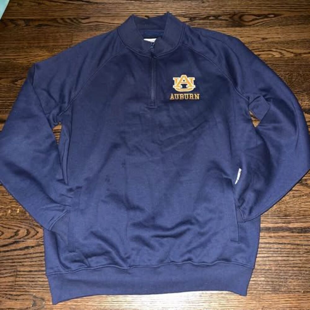 Auburn XL Men’s Pullover Coliseum Blue 1/4 Zip Pockets Heavy